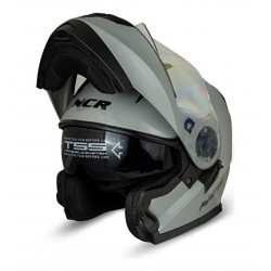 NCR Motosiklet Ncr Çene Açılır Vizörlü Parlak Gri Kask